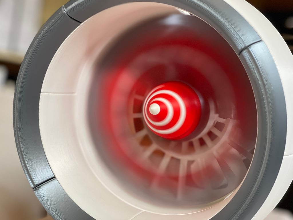 PizazzToy Moteur Turbofan Imprimé 3D – Modèle Fonctionnel Avec Inverseur De Poussée, éclairage LED, 42x23x14 Cm – PLA, 12V USB-C