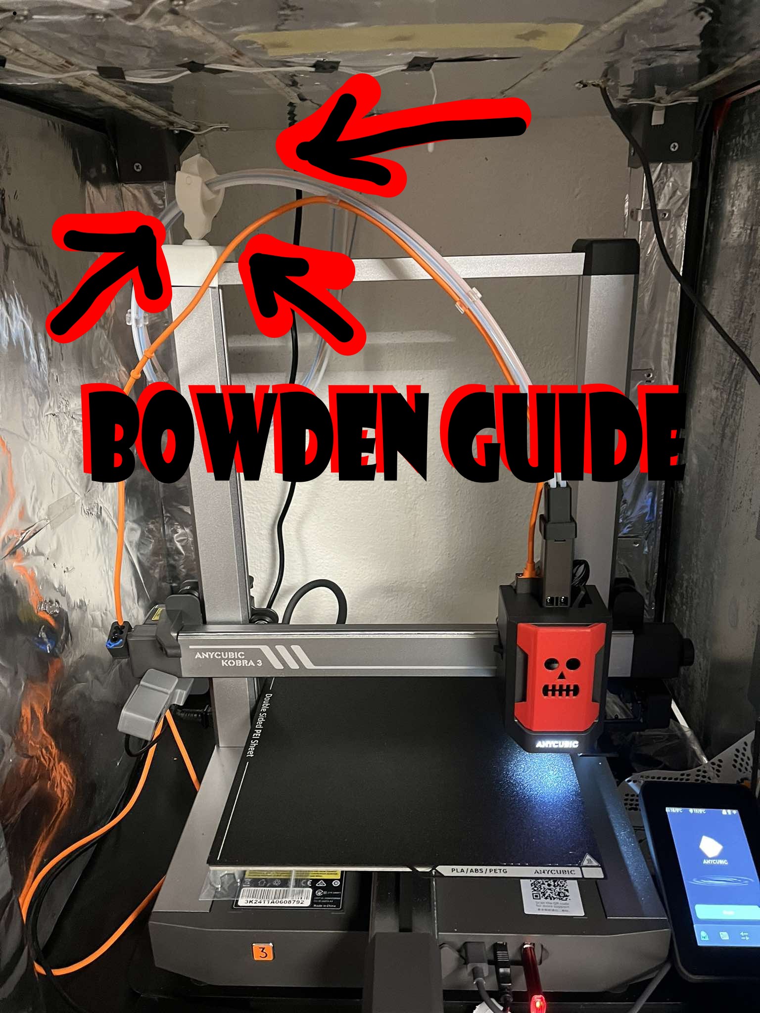 Anycubic Kobra 3 Combo vedeni bowdenu