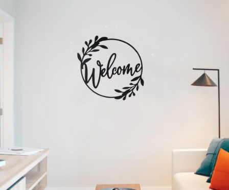 2D wall art decor welcome