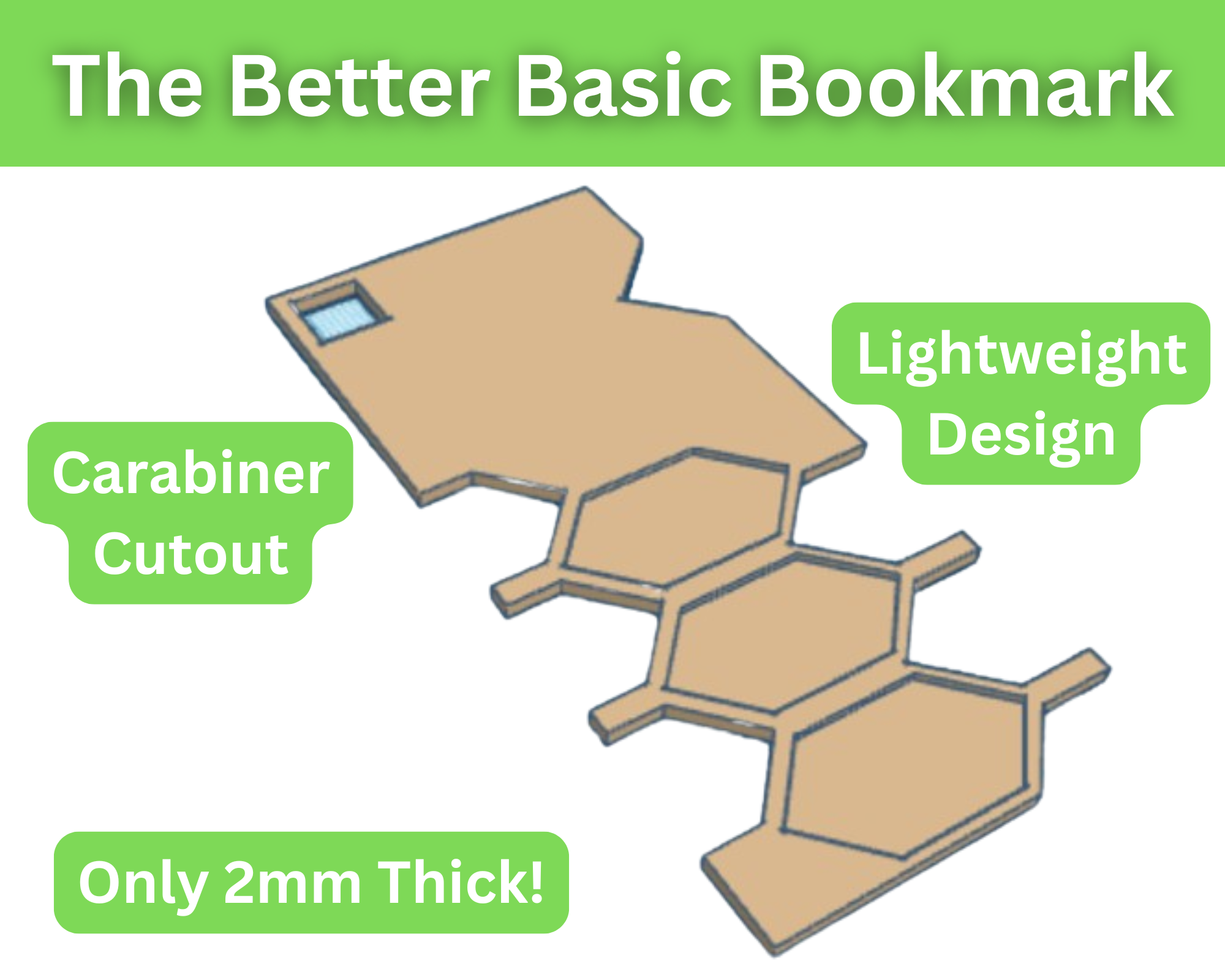 Simple Bookmark (w/ attachment cut-out & hex shape)