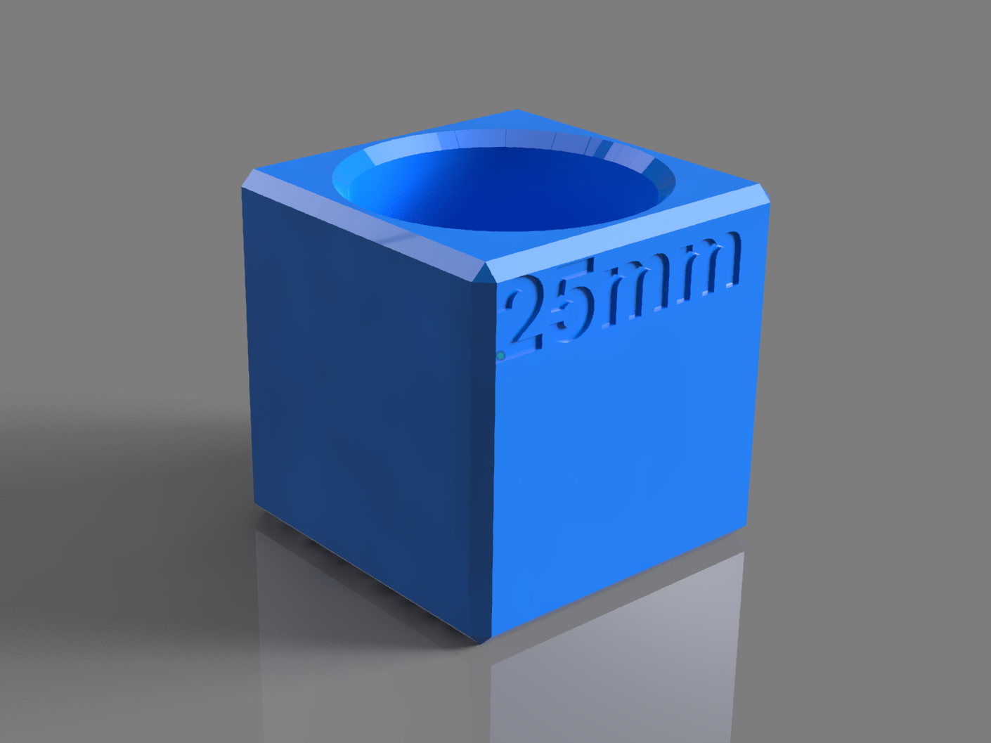 Calibration cude 25x25x25mm hole 20mm