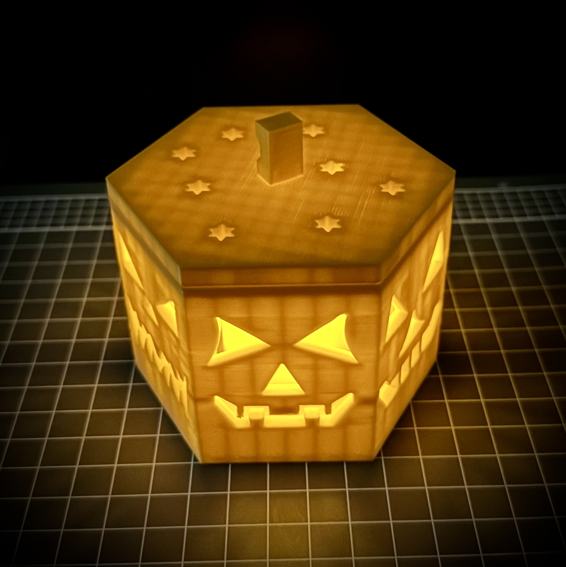 Hexagon Scary Pumpkin Halloween Tealight Candle (multiple faces)