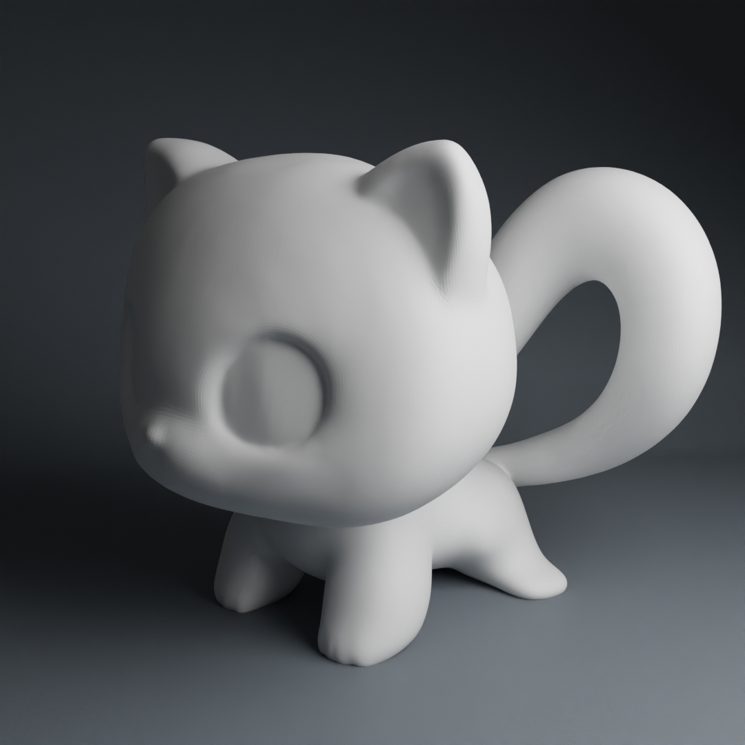 Cute stylized cat with long tail