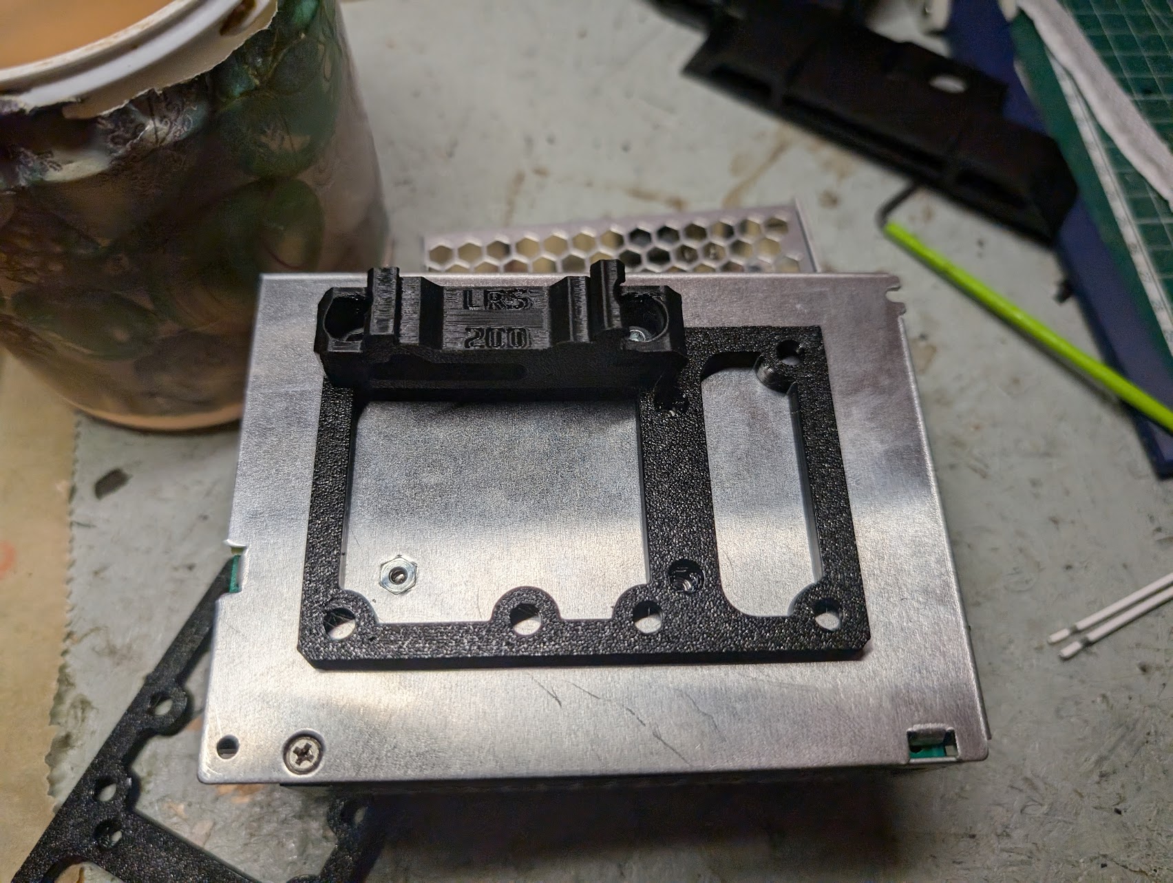 Meanwell LRS 100 series DIN Adapter using M4 Nuts no sides