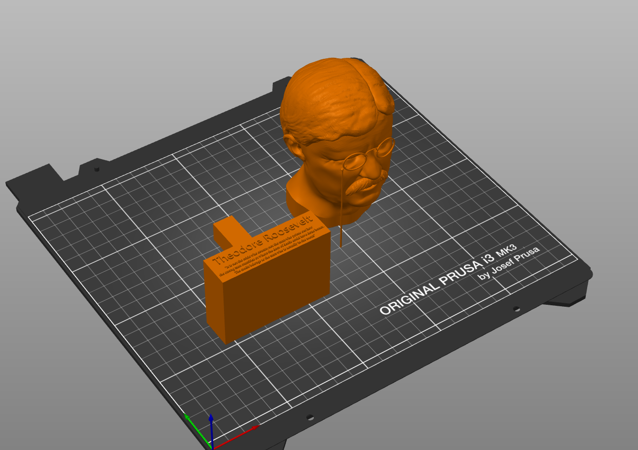 Theodore Roosevelt Bust and "Man in the Arena" Base