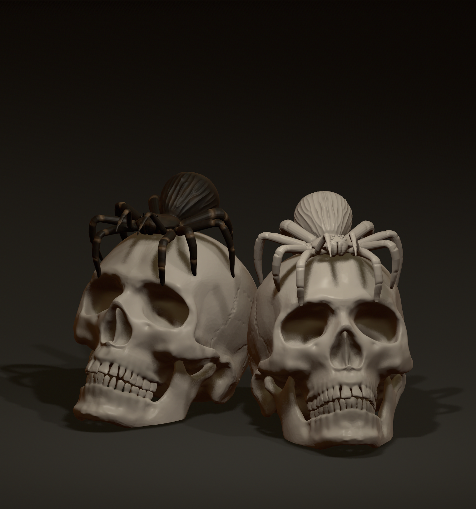Skull with spider
