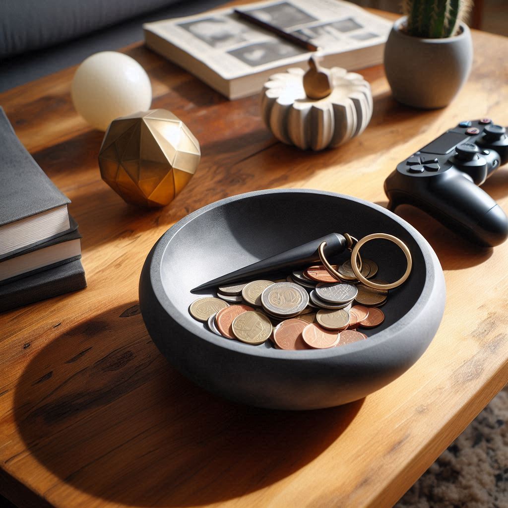 Flat Design Key and Coin Catcher Bowl, Tray