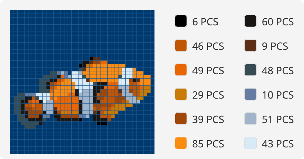 Clown Fish Pixel Puzzle