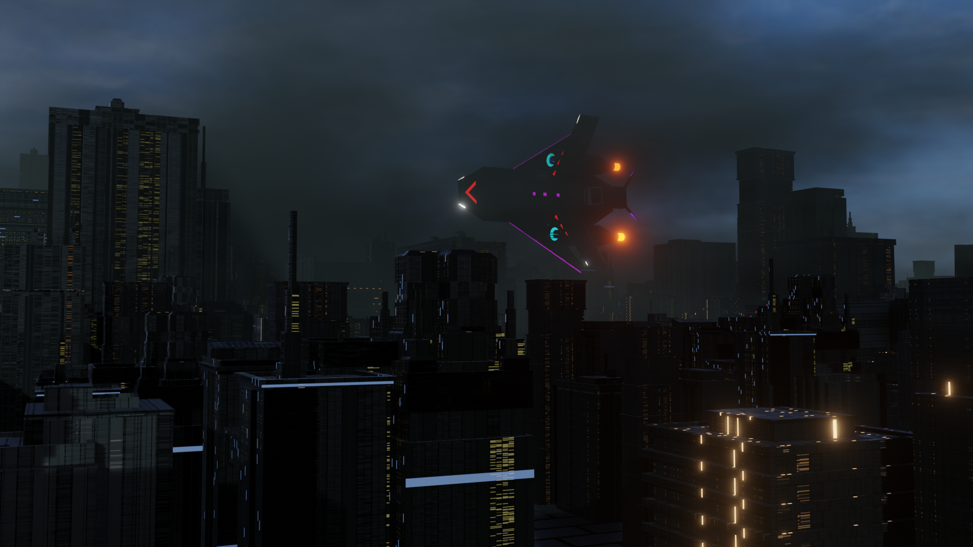 Cyberpunk City and Aircraft — miniatura 3