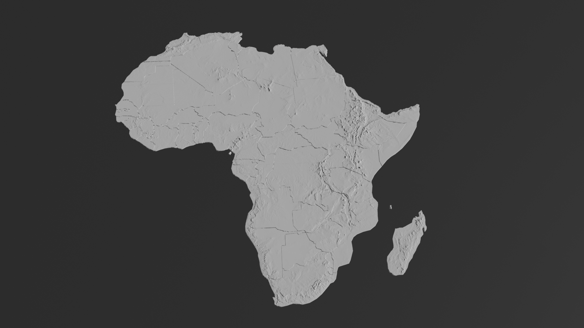 Africa 3D terrain (topography) model