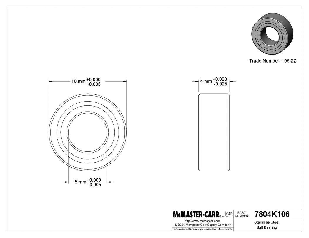 Mr105 bearing for wire straightener roller