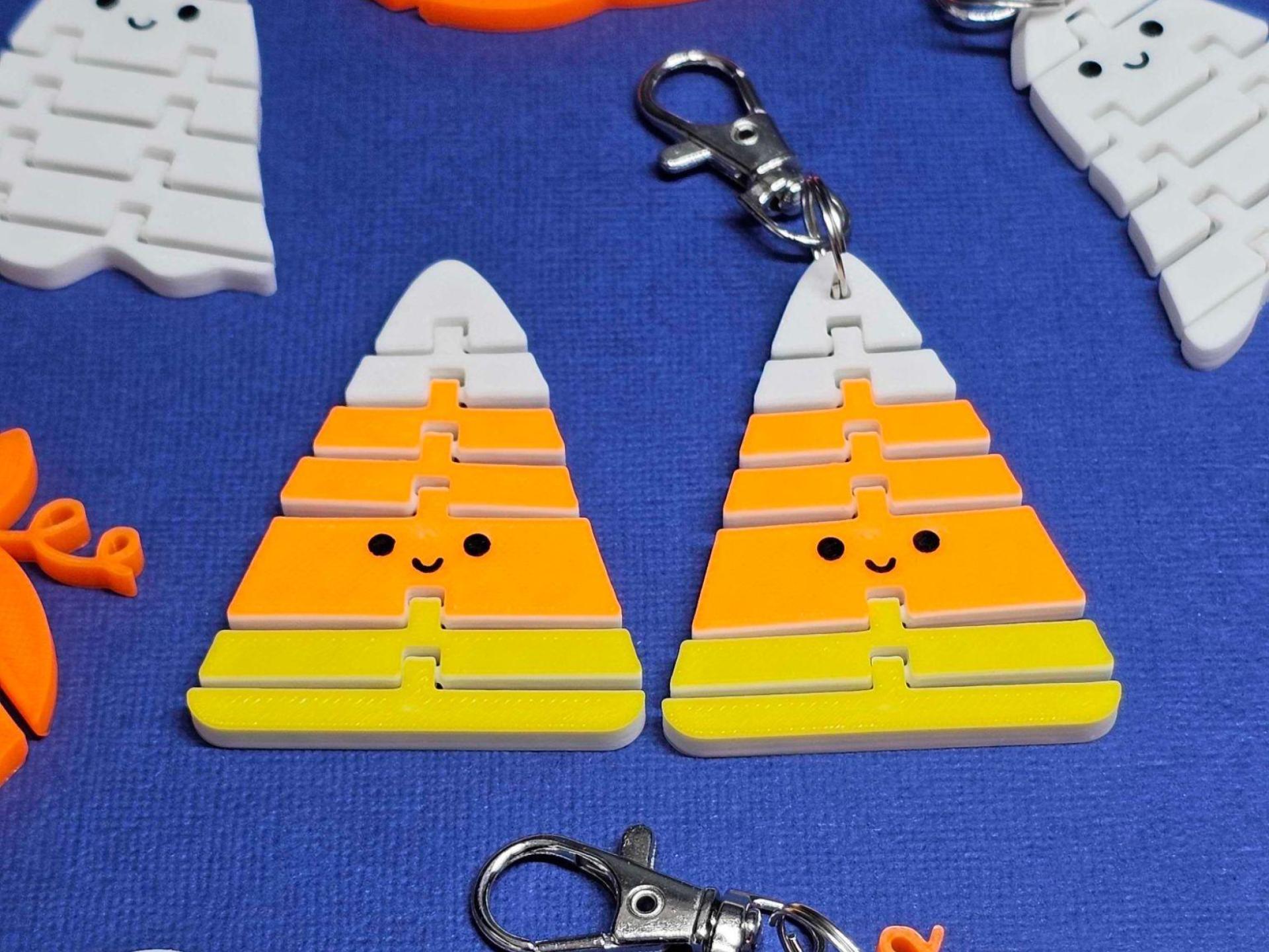 Articulated Kawaii Candy Corn | Halloween flexi fidget toys / keychains
