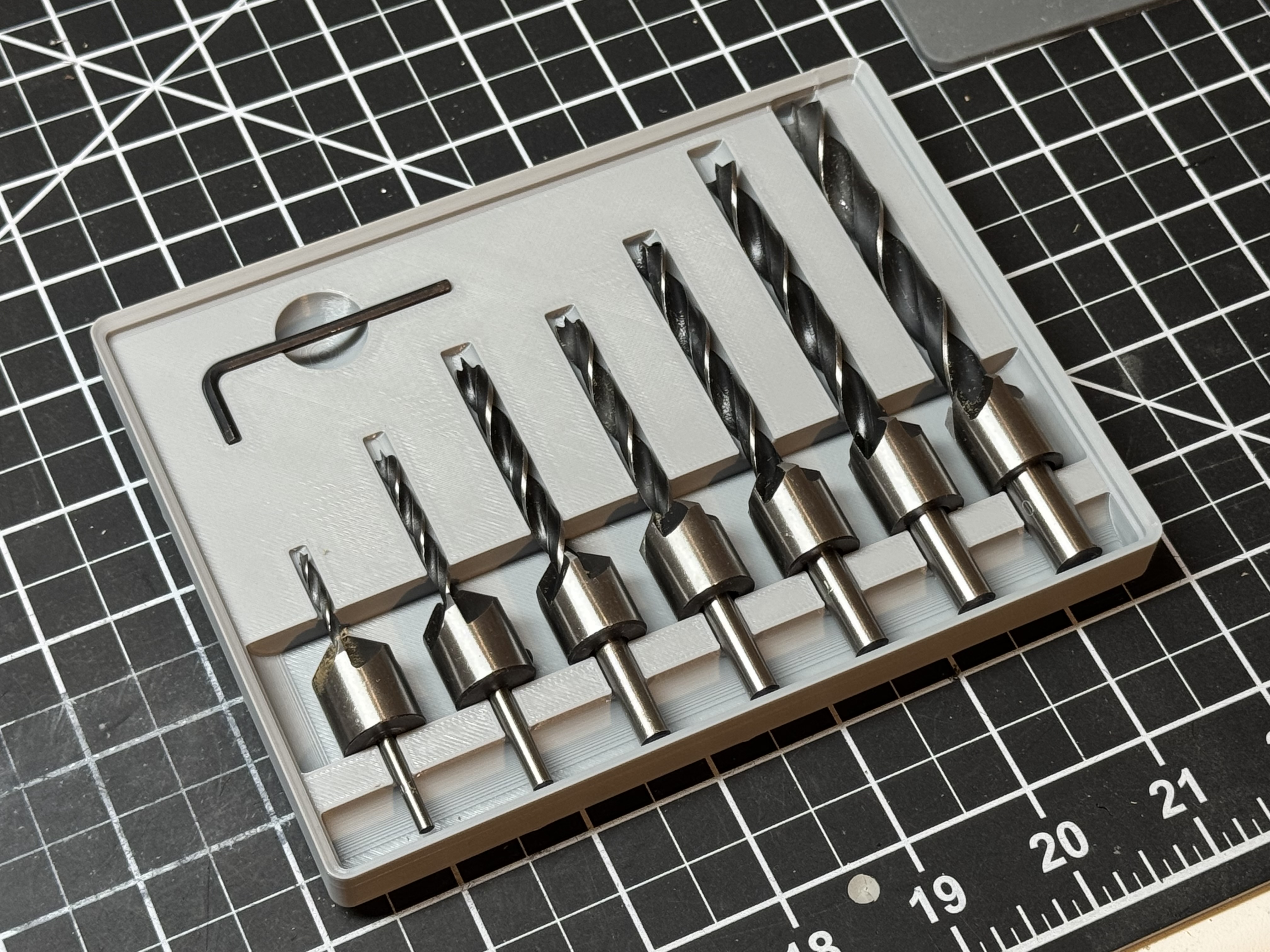 Gridfinity Comoware Countersink Drill Bit Storage