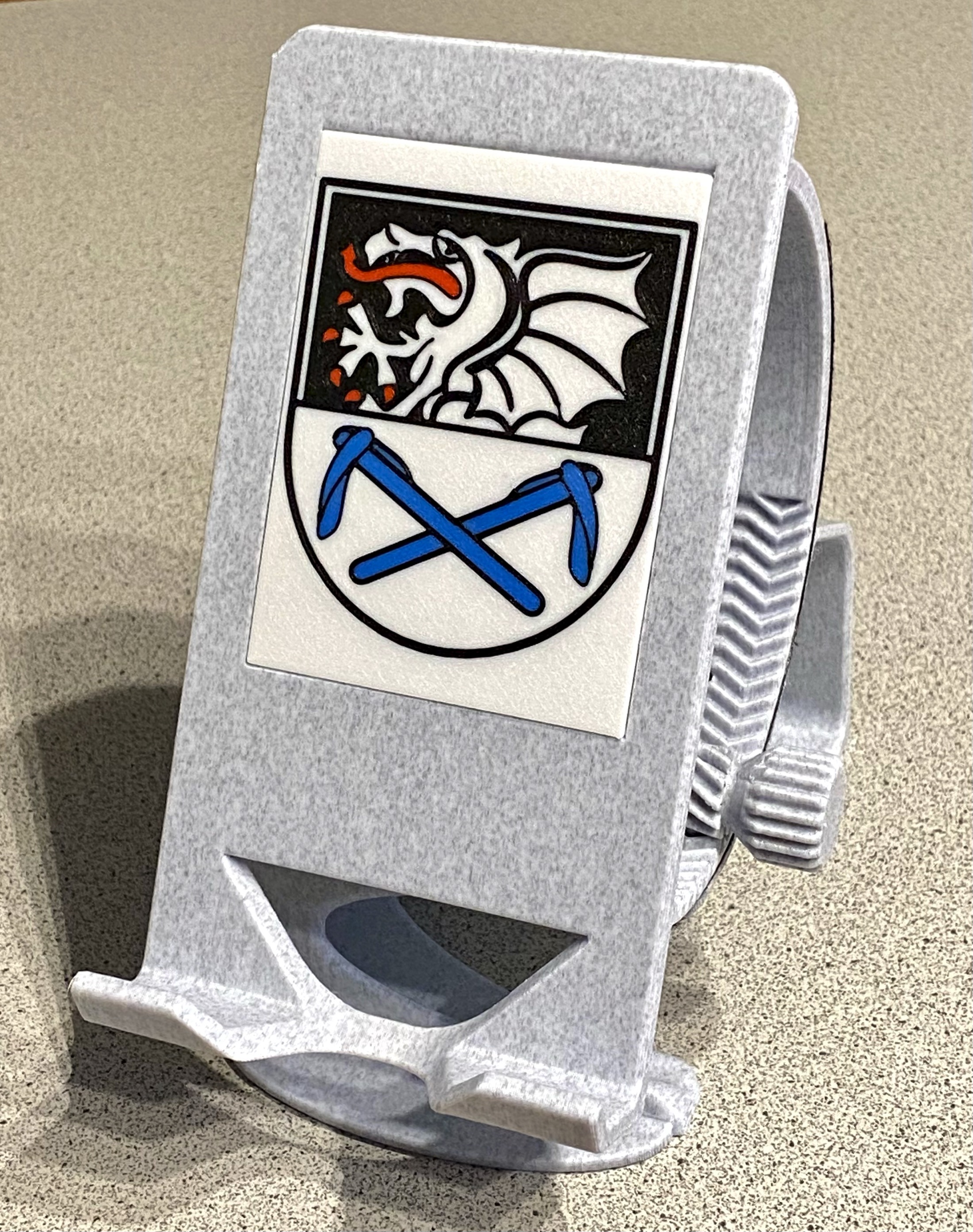 Multi-color Cover Plate for revised Phone Holder (here: Crest of Greimerath, Eifel)