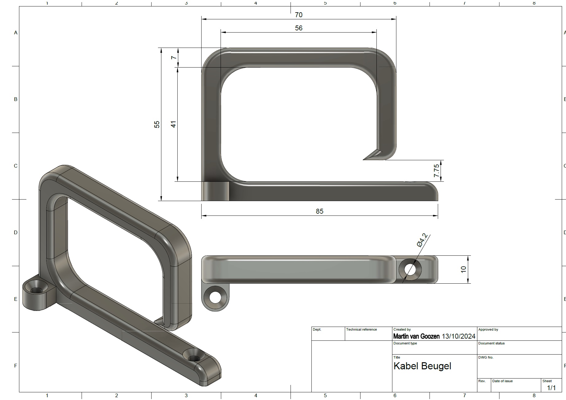 Miniatura 3 do modelo 3D Cable management bracket