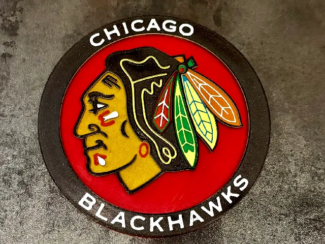 8 color single extruder single piece Circular Chicago Blackhawks Logo wall art