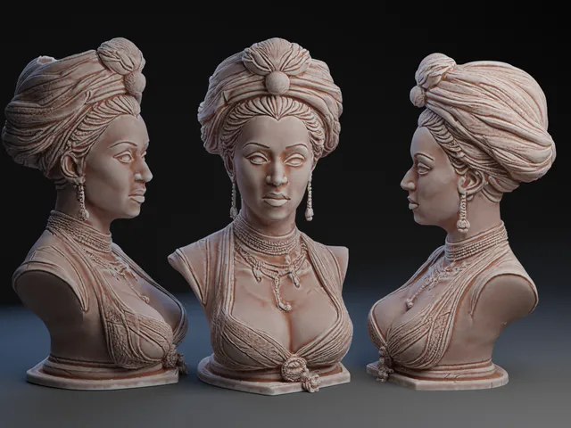 Bust of Louisiana Creole practitioner of Voodoo / + Planter Version
