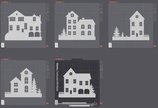 Winter Window Decoration - Houses