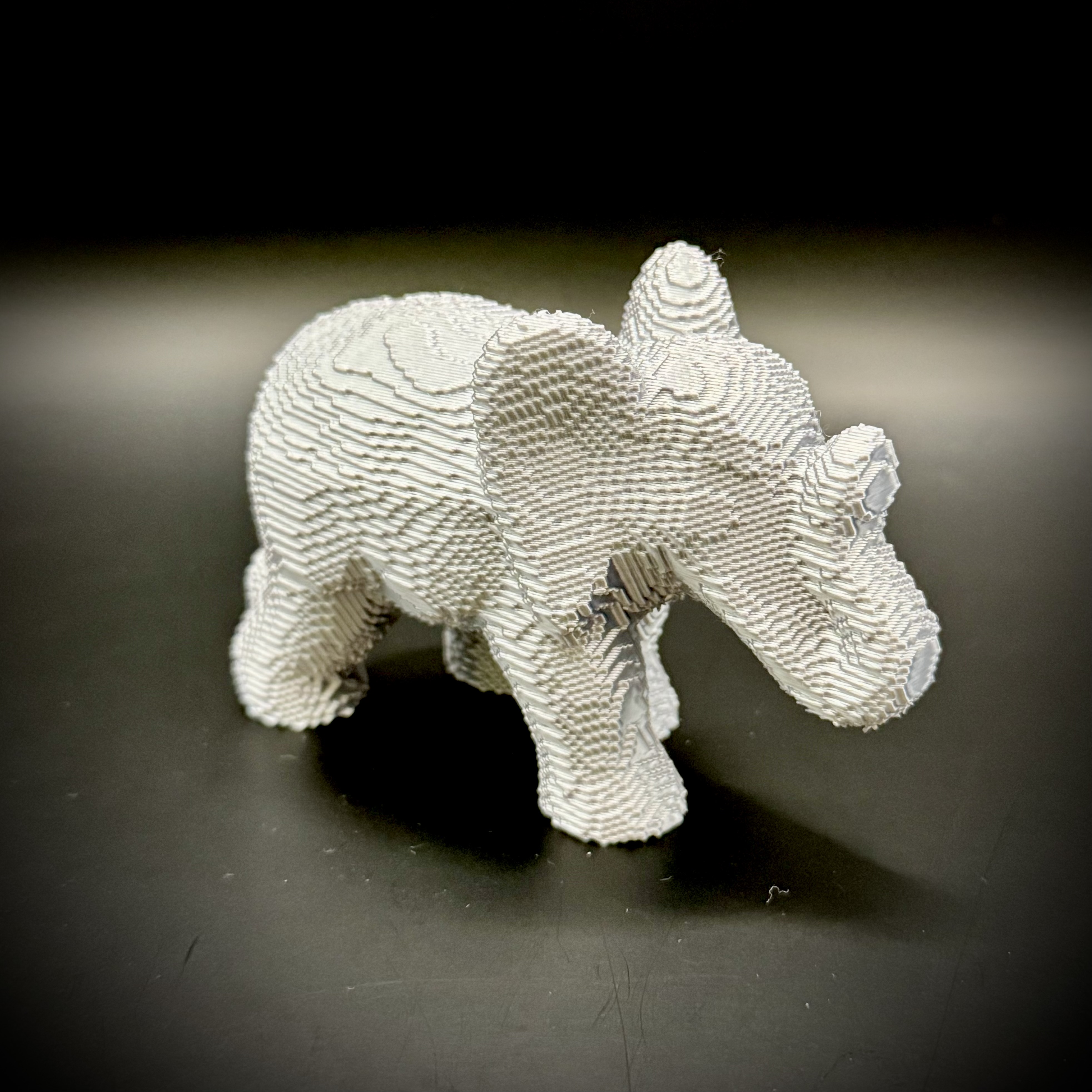 Voxel Asian Elephant Figurine