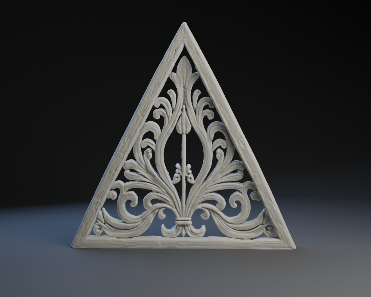 Scroll Art in an Isosceles Triangle