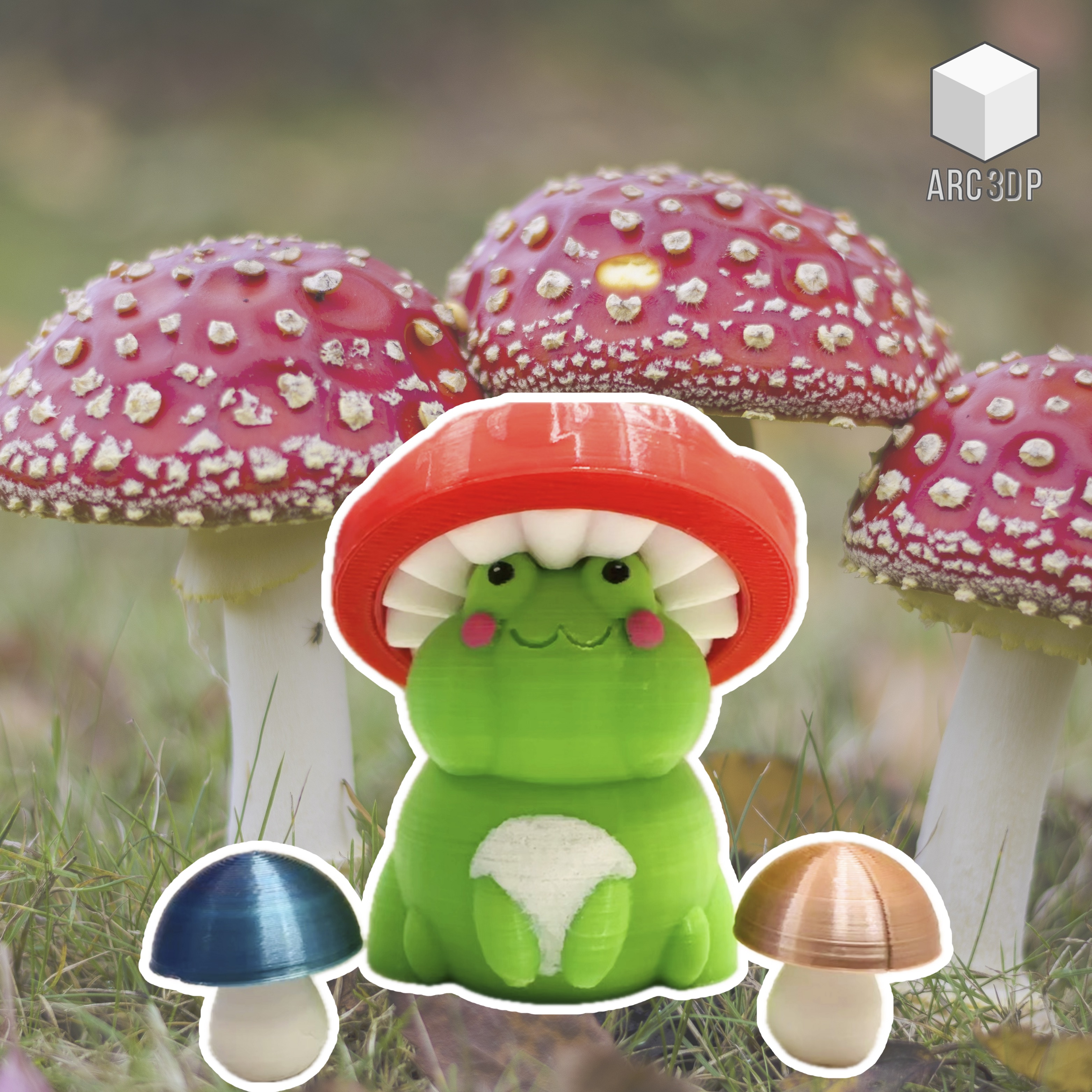 Chonky Frog with Mushroom Hat