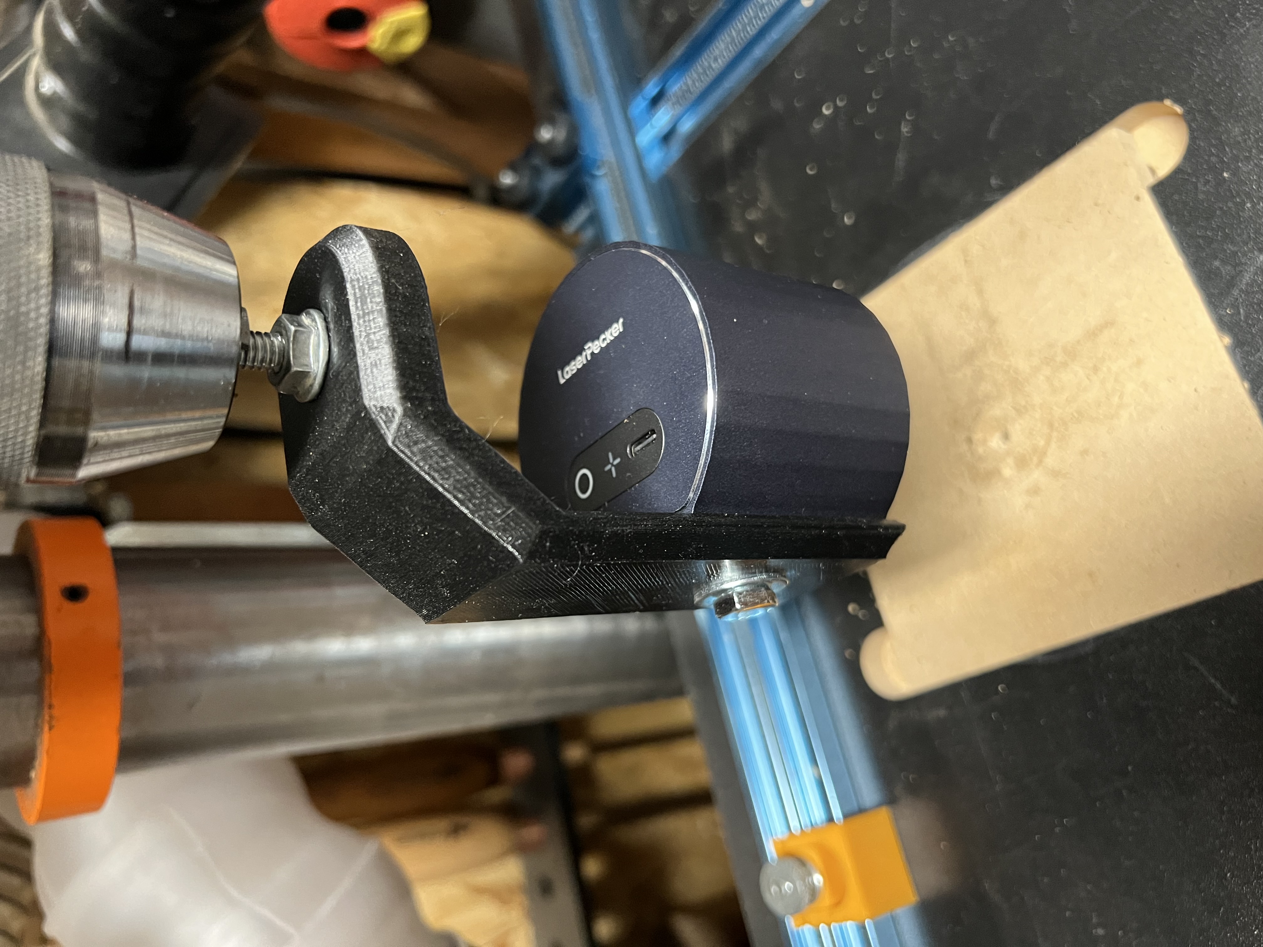 LaserPecker 1 mount for Jacob's Chuck: drill press, lathe tailstock, etc.