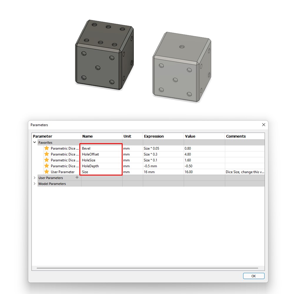 Parametric Dice