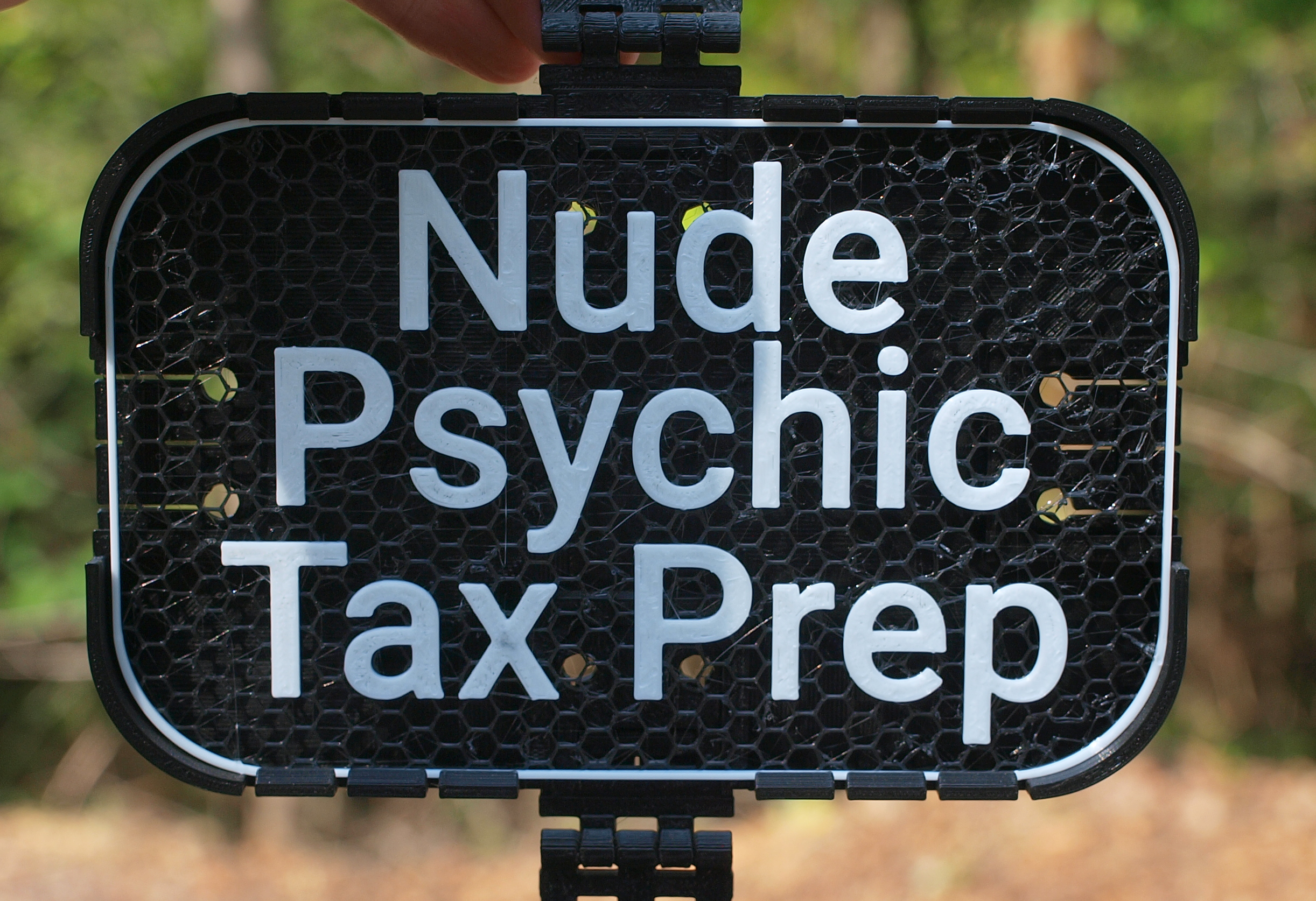 Nude Pyschic Tax Prep sign