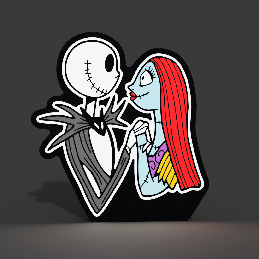 Jack and Sally Halloween Lightbox LED Lamp by braga3dprint Printables
