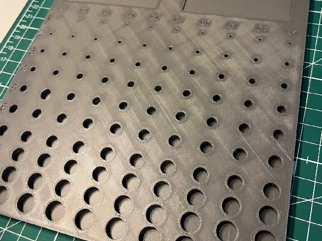 Calibration hole by materials
