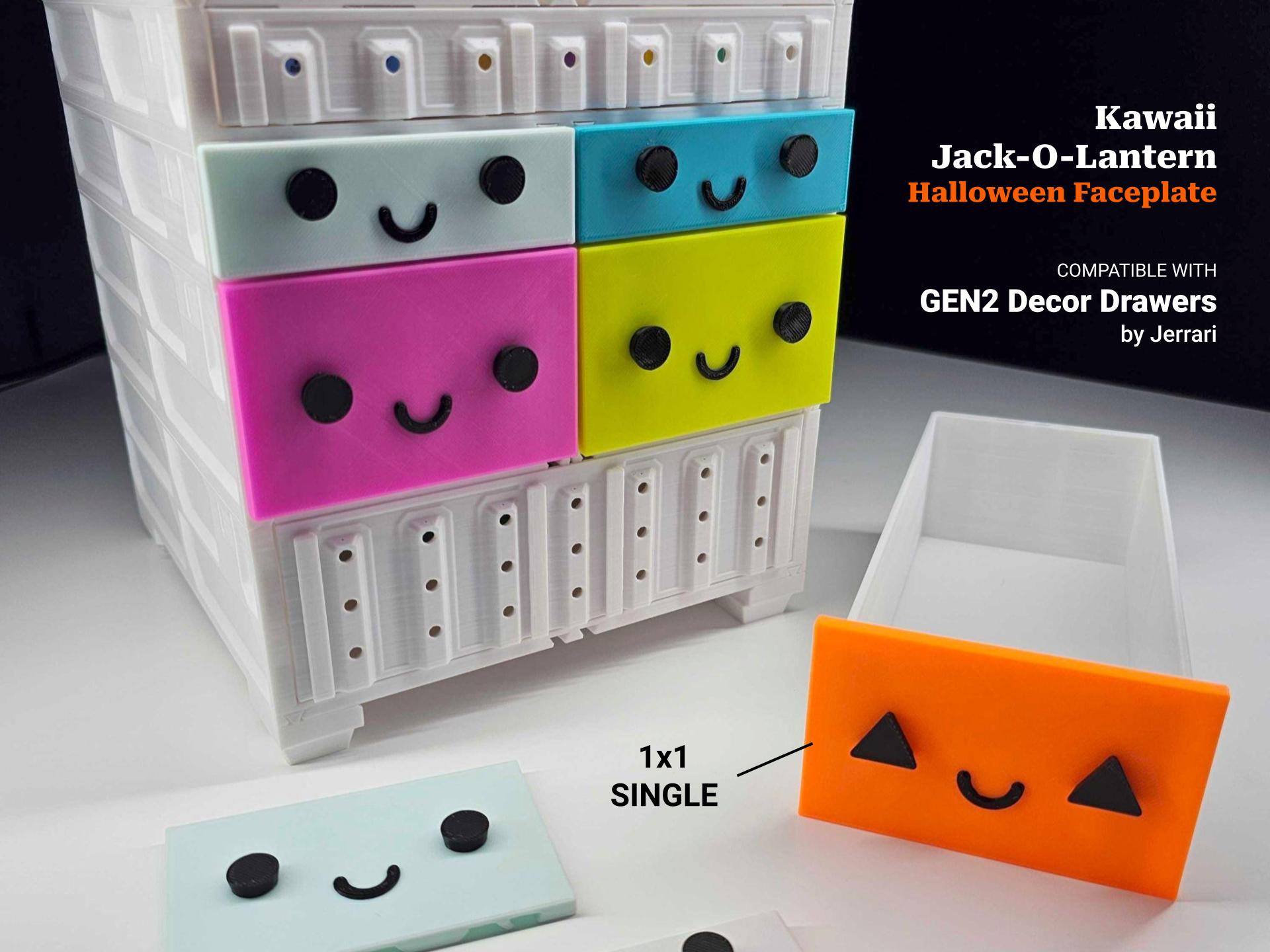 Kawaii Jack-O-Lantern Halloween Faceplate for GEN2 Decor Drawers 1x1 (Single)