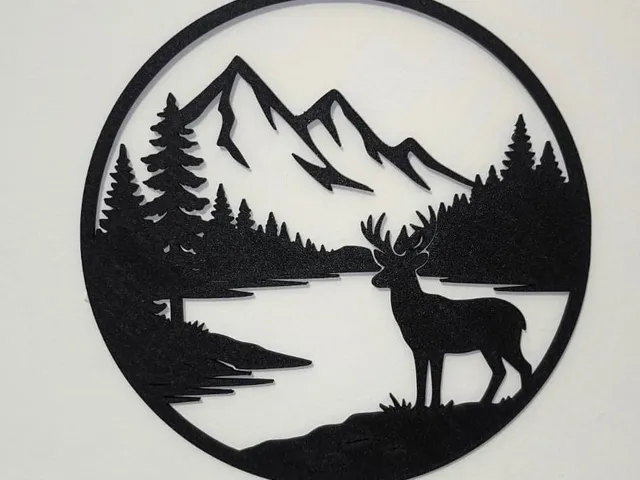 Deer & Mountain Silhouette Wall Art