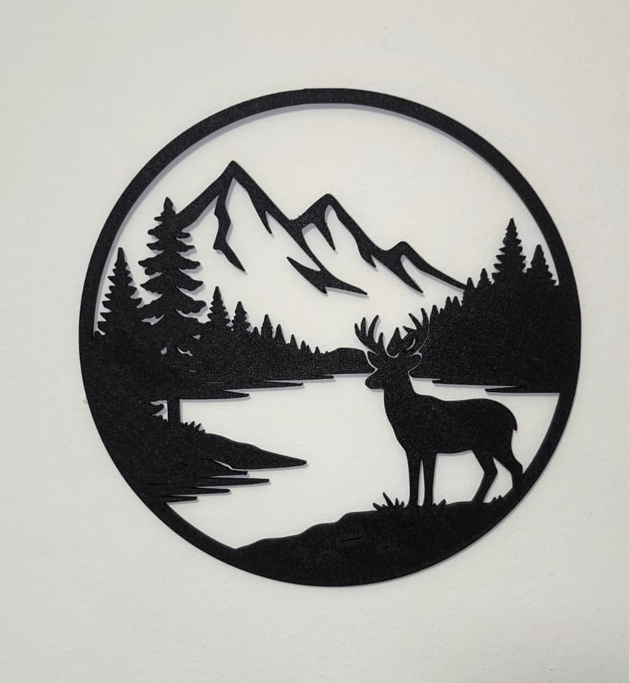 Deer & Mountain Silhouette Wall Art