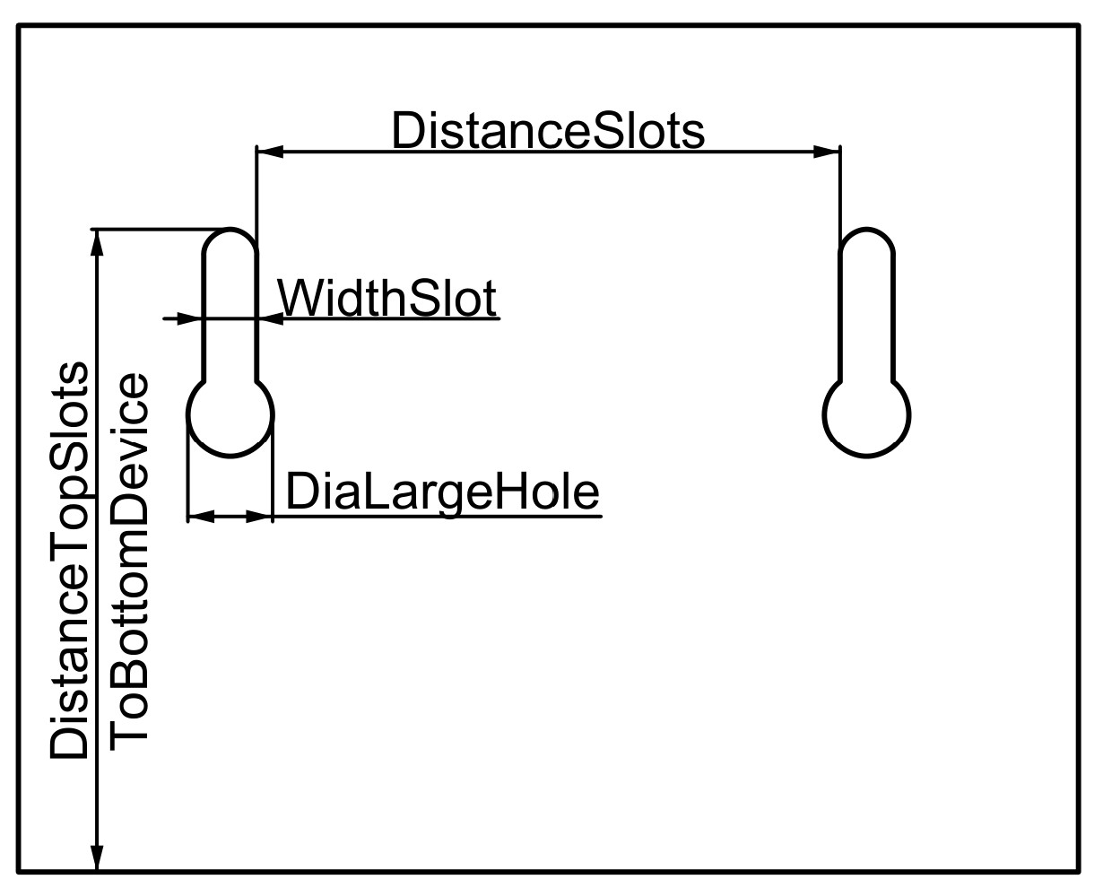 mountingplate for wallmounted devices, with cabe tie holes and cable strain relief (parametric design) — miniatura 3