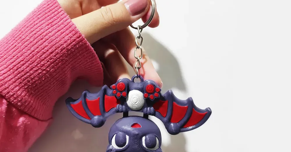 Keychain Cute Bat Articulated Head by PinkyWings Download free STL