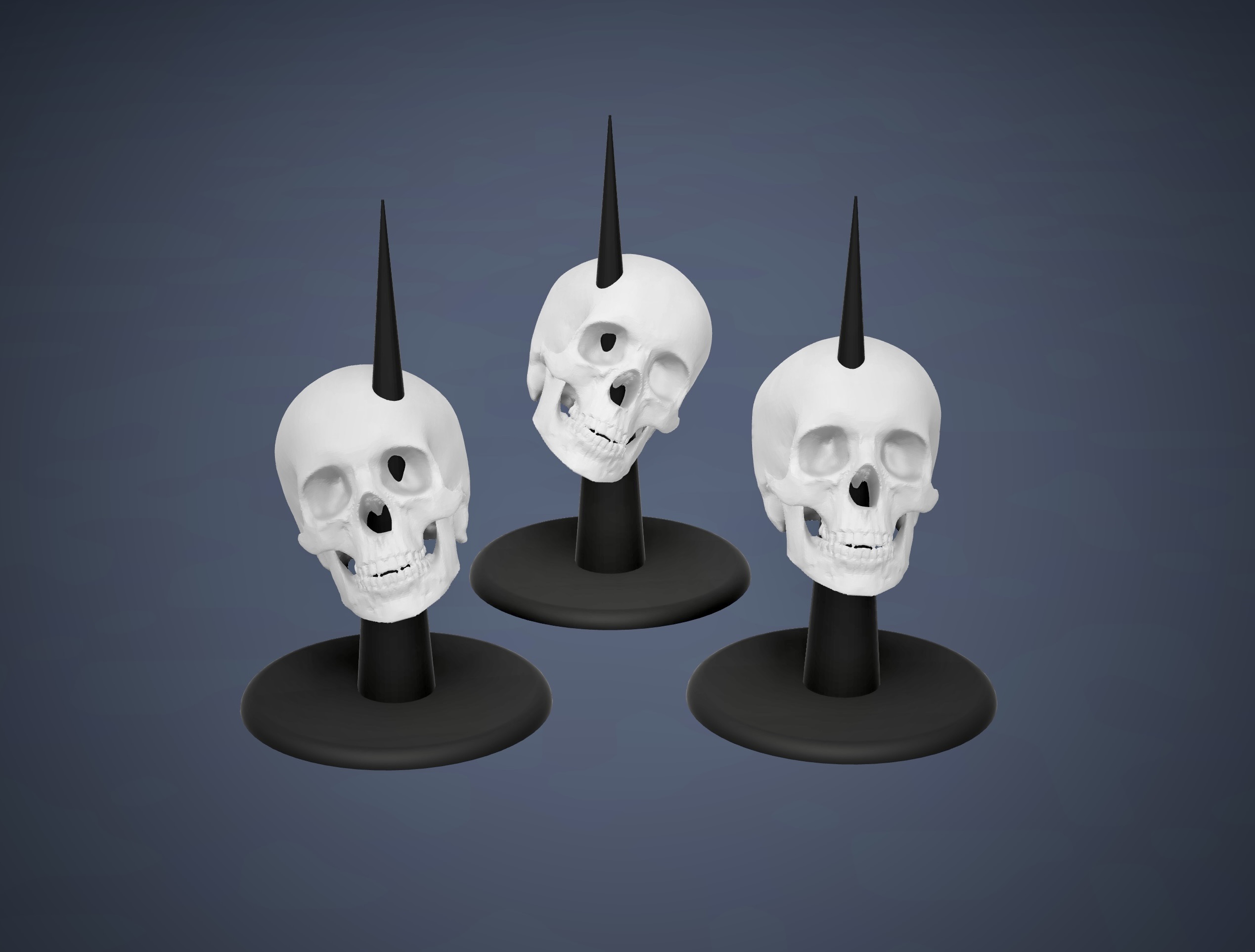 Human Skulls on Spikes (x3) 3D model thumbnail