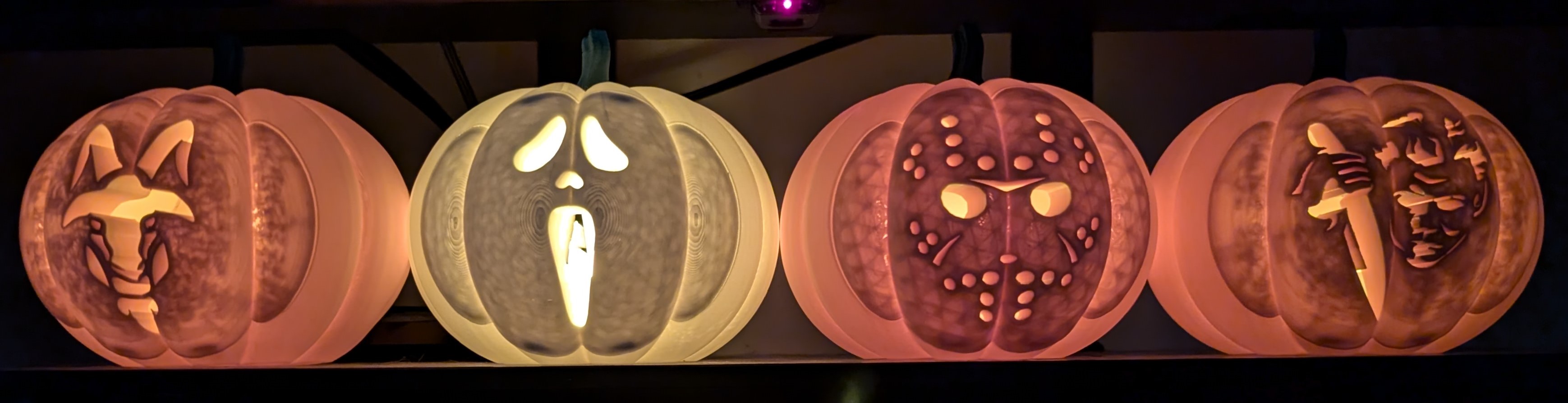 Various Horror Film Themed Faces for thjelmfelt's Jack O'Lantern with Snap On Faces (2017 Version)