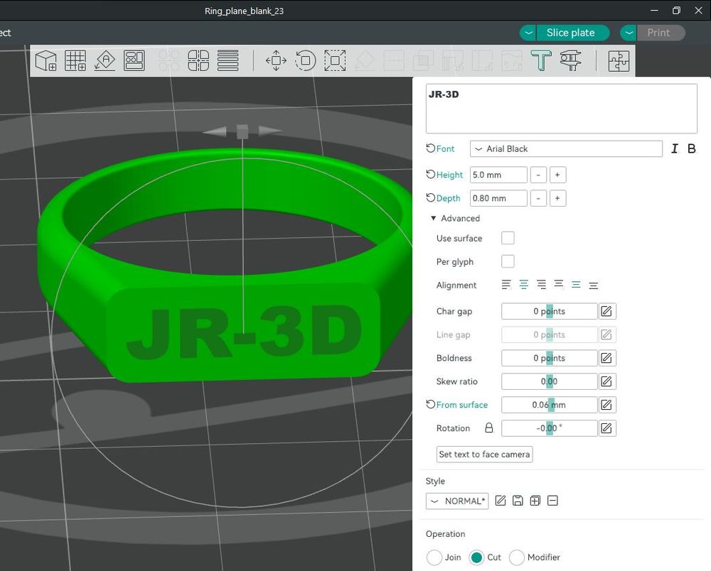 Miniatura 5 do modelo 3D Ring with text plate / Ring mit Textplatte