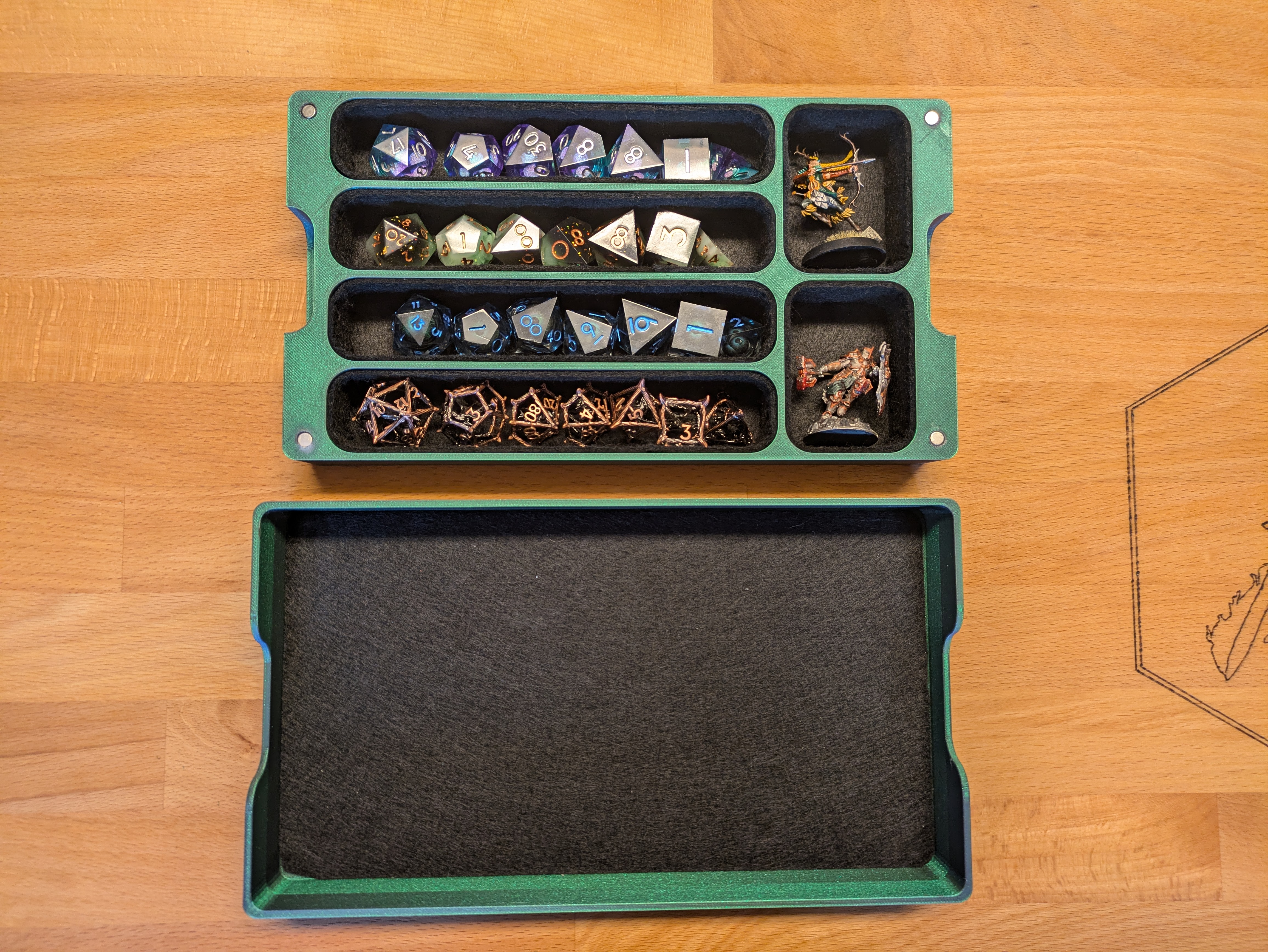 Dice and Mini Box with Dice Tray - for DnD/Pathfinder