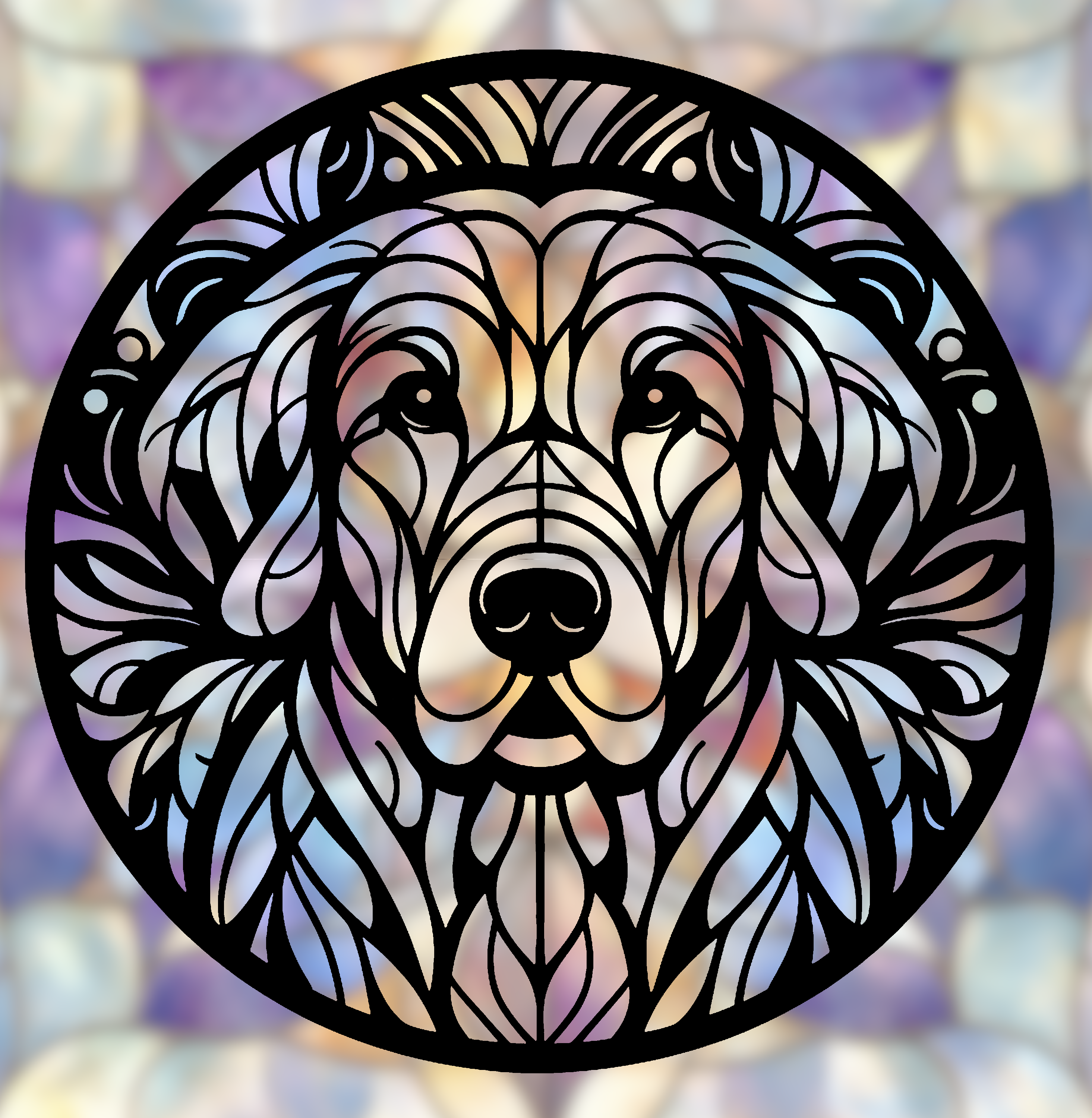 Golden Retriever Mandala Art – 2D wallart (Stained Glass Style)