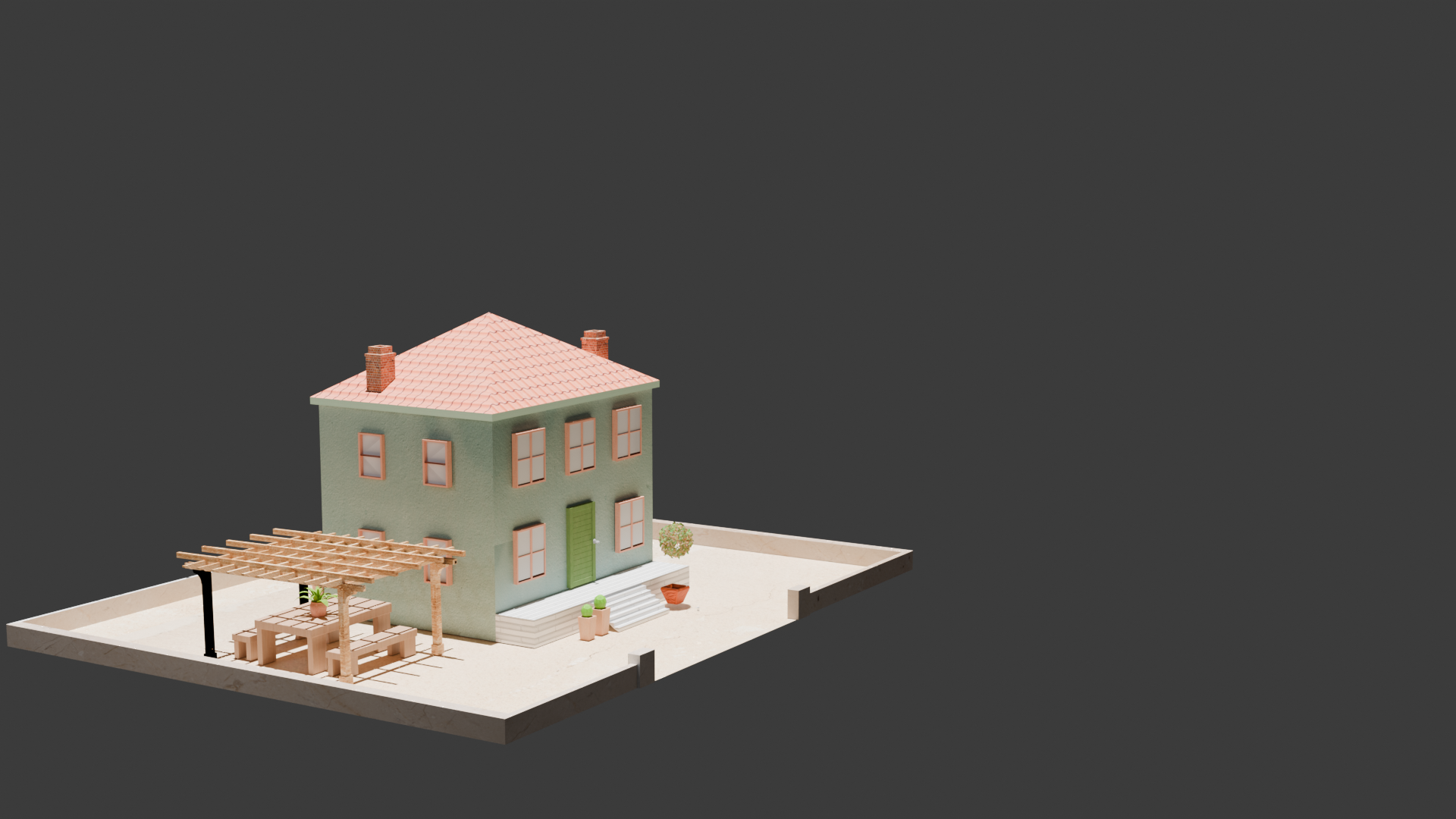 House with pergola