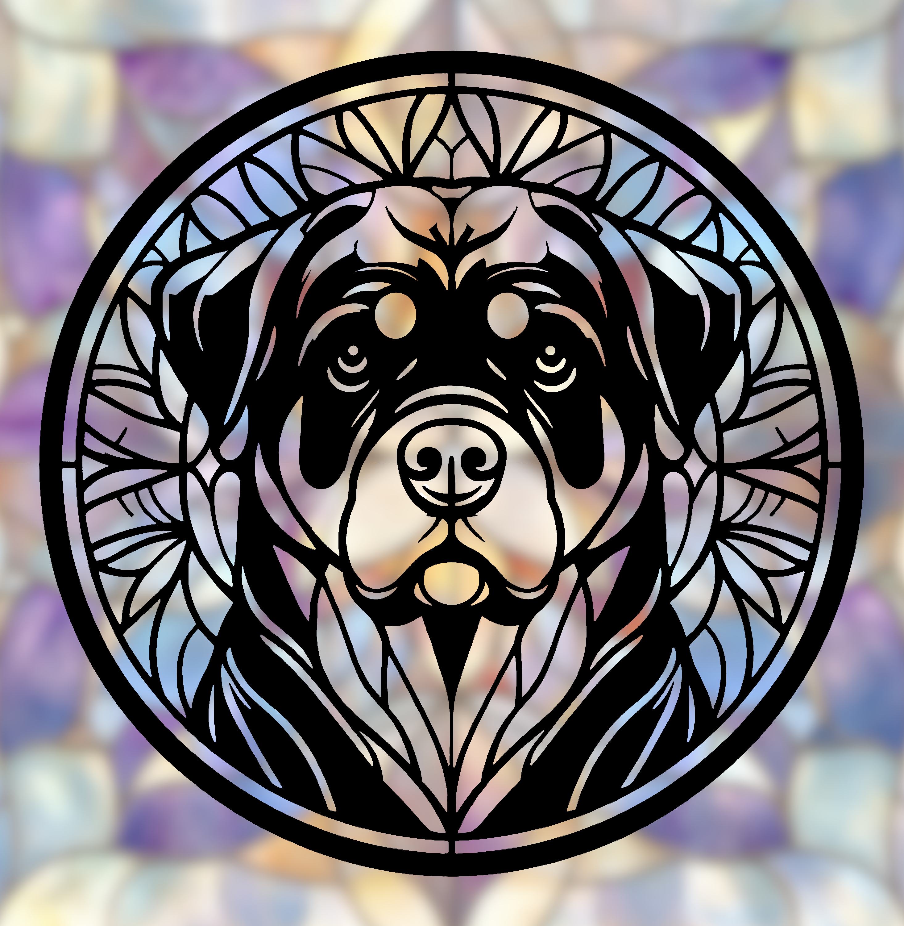 Rottweiler Mandala Art – 2D STL for 3D Printing (Stained Glass Style)