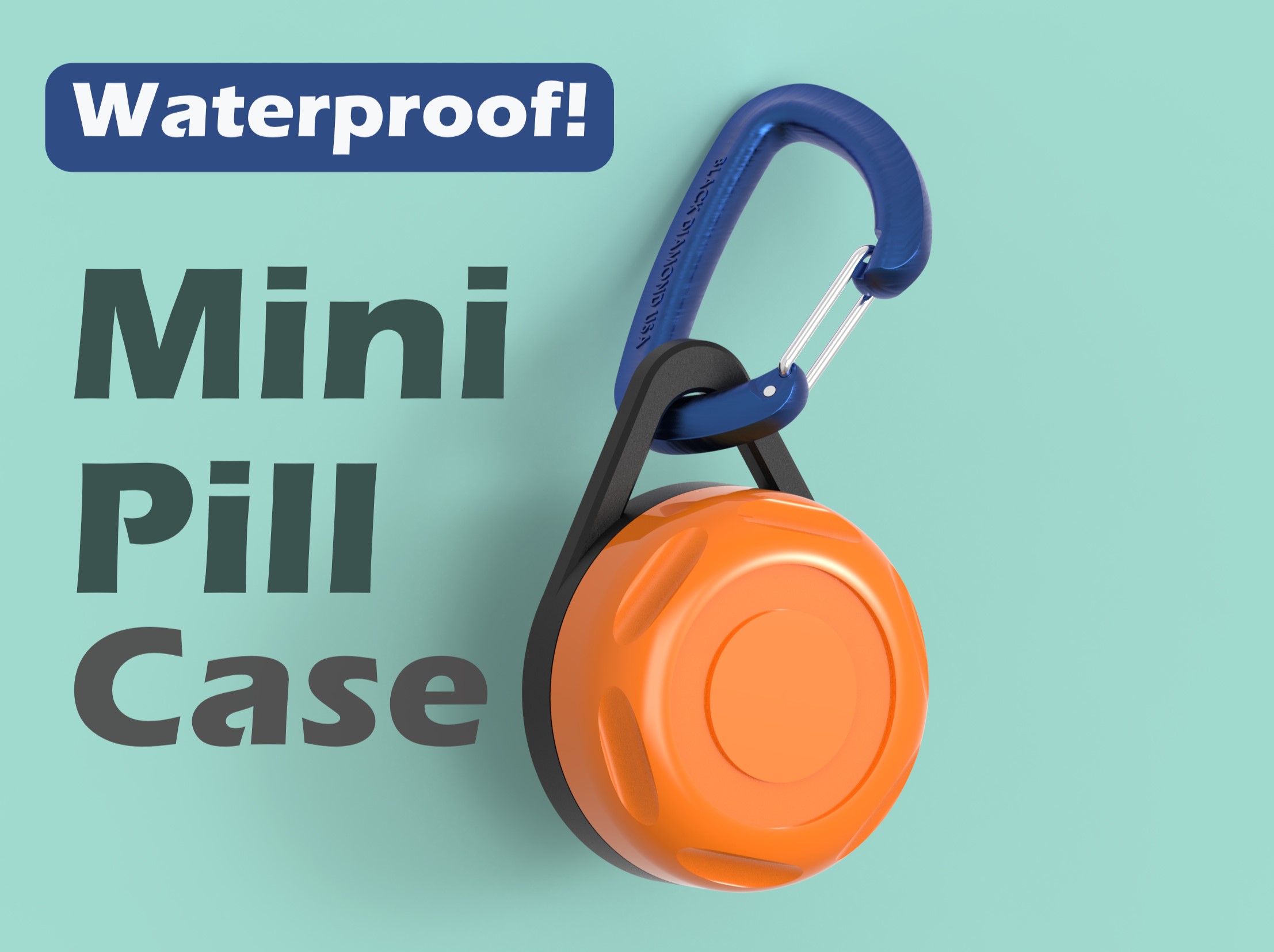 Mini Waterproof Pill Travel Case / Container For Backpack or Key Ring