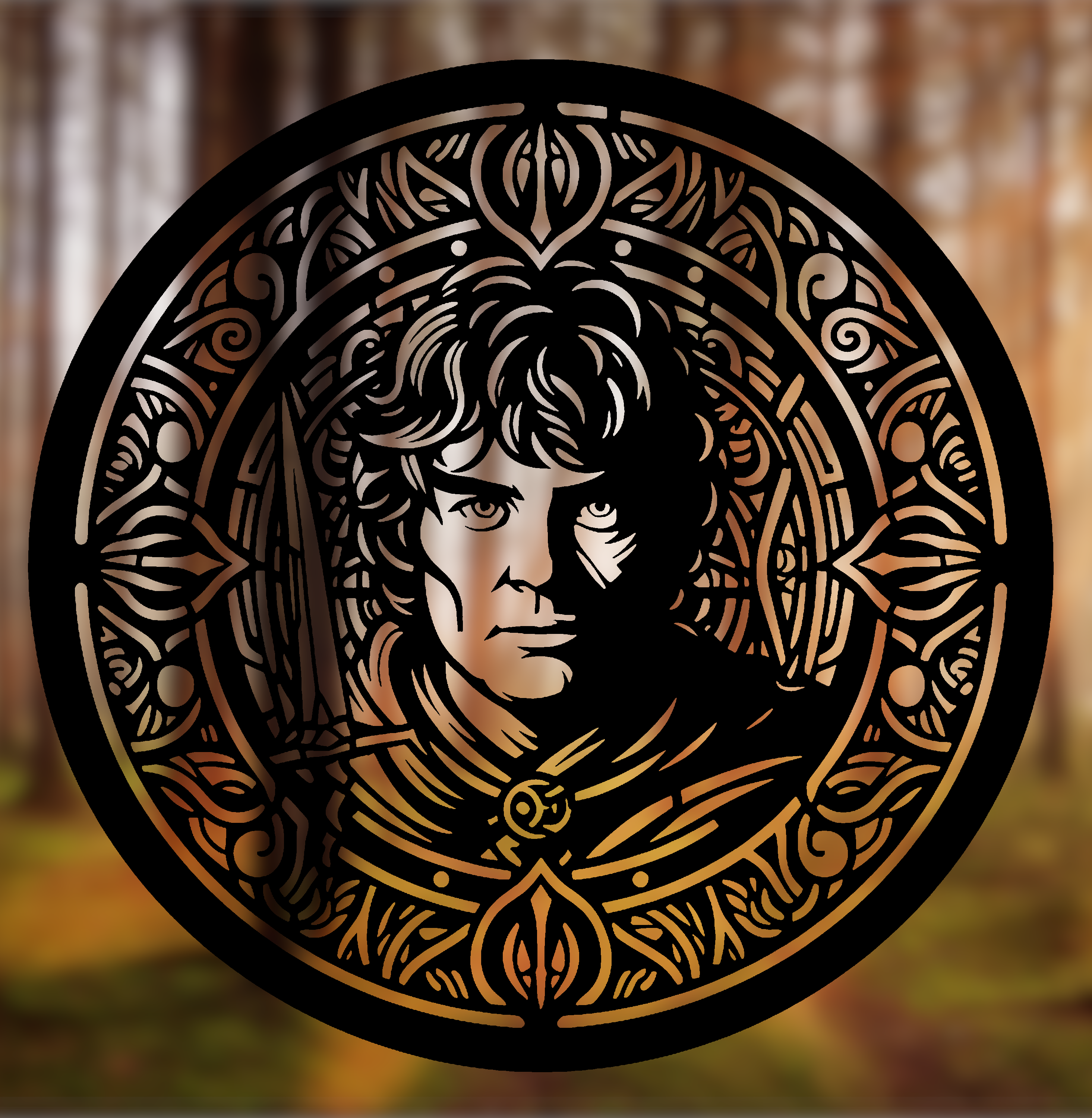 Samwise Mandala Art – 2D Geometric Wall Art (Stained Glass Style)