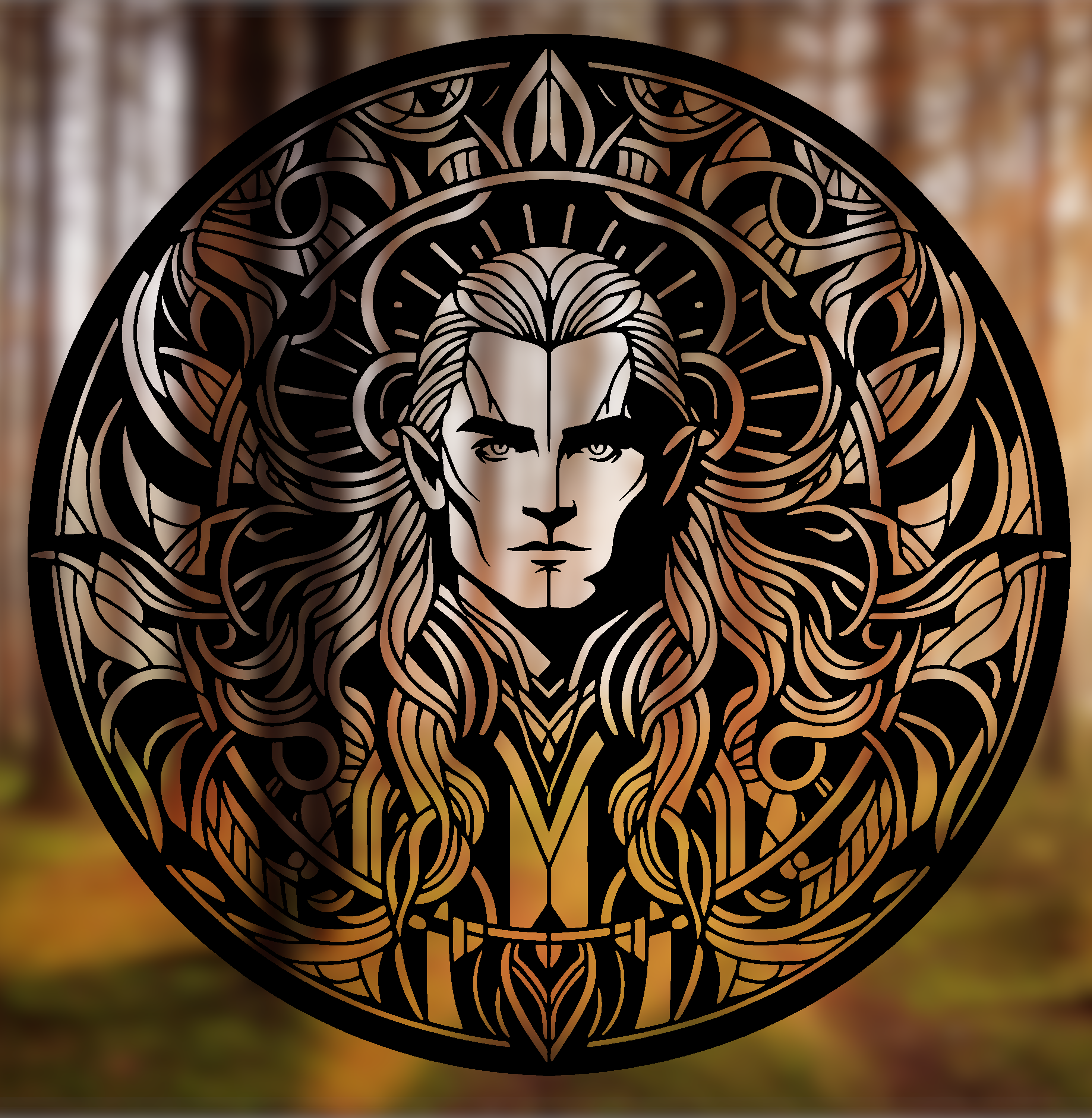 Legolas Mandala Art – 2D Geometric Wall Art (Stained Glass Style)
