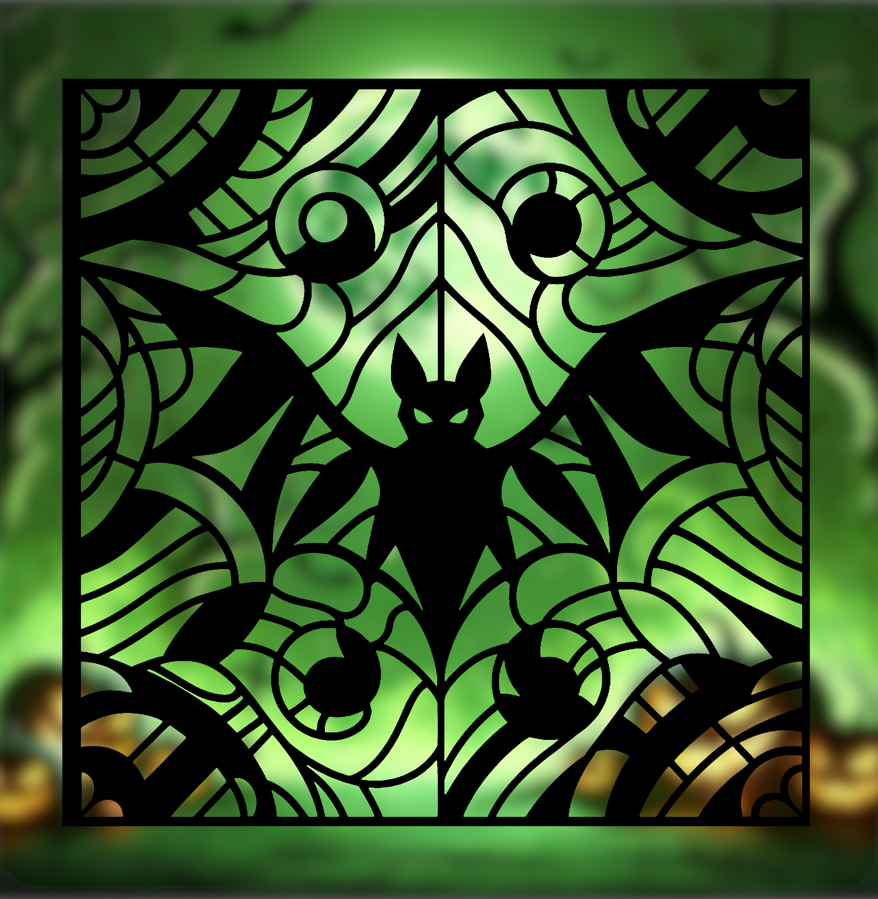 Spooky Halloween 2024 Series – Bat Stained Glass Style (2D Geometric Wall Art)