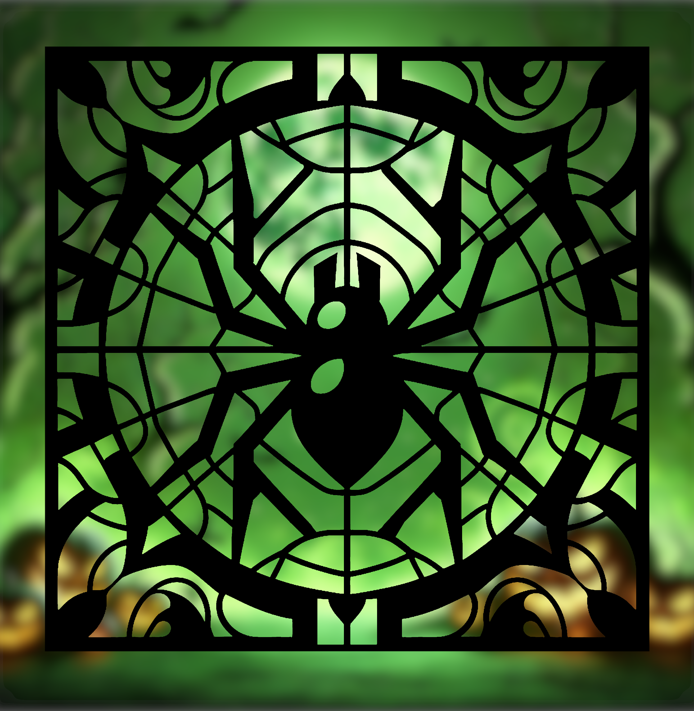 Spooky Halloween 2024 Series – Spider Stained Glass Style (2D Geometric Wall Art)