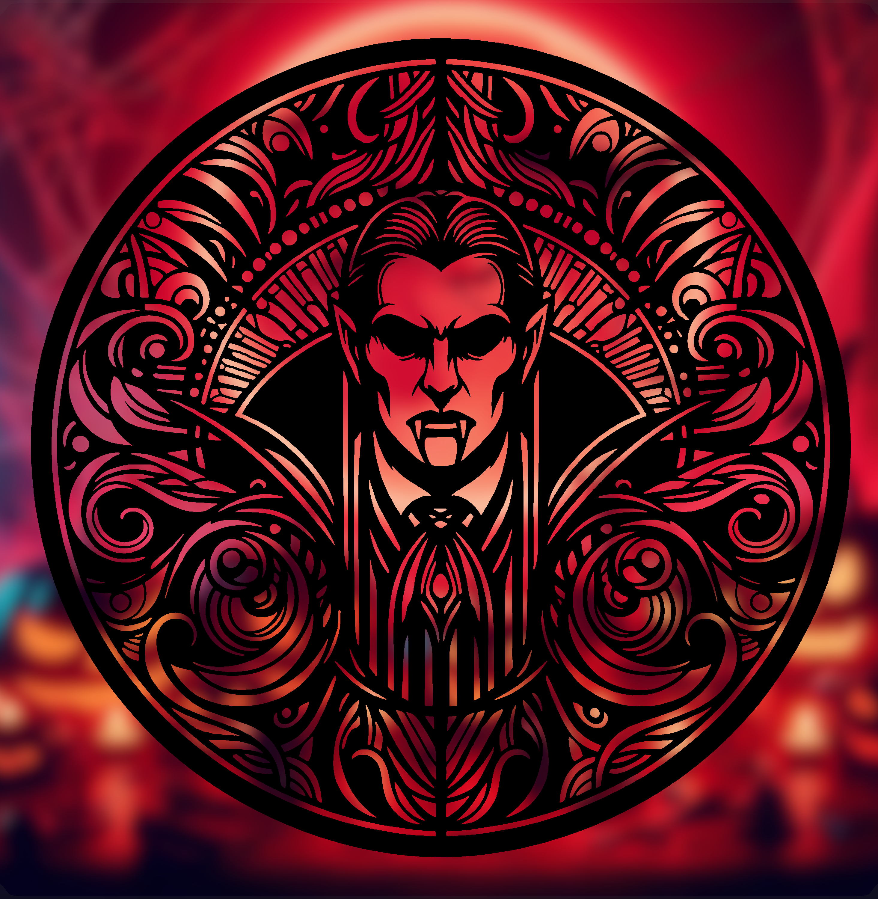Spooky Halloween 2024 Series – Vampire Stained Glass Style (2D Geometric Wall Art)