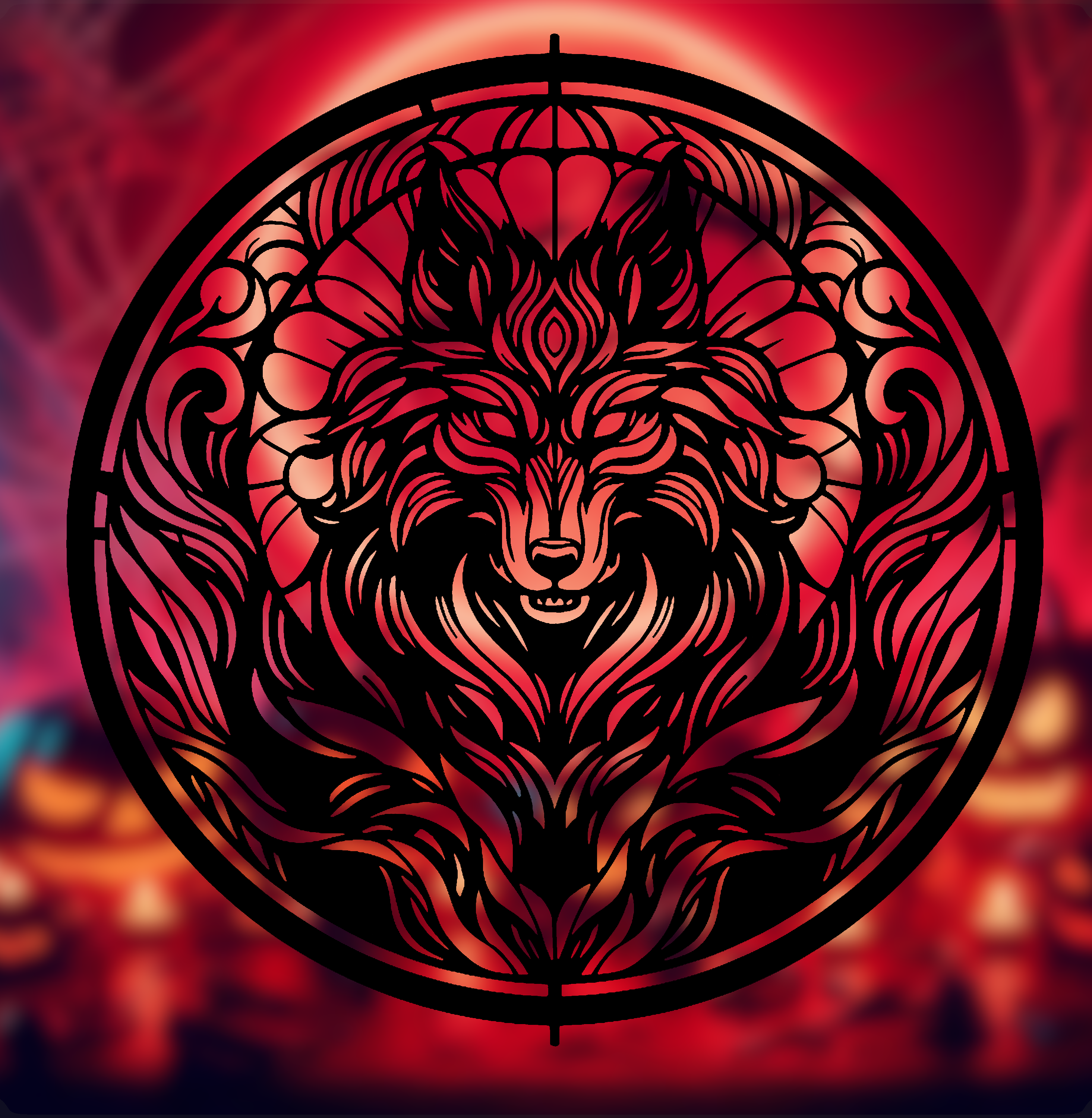 Spooky Halloween 2024 Series – Werewolf Stained Glass Style (2D Geometric Wall Art)