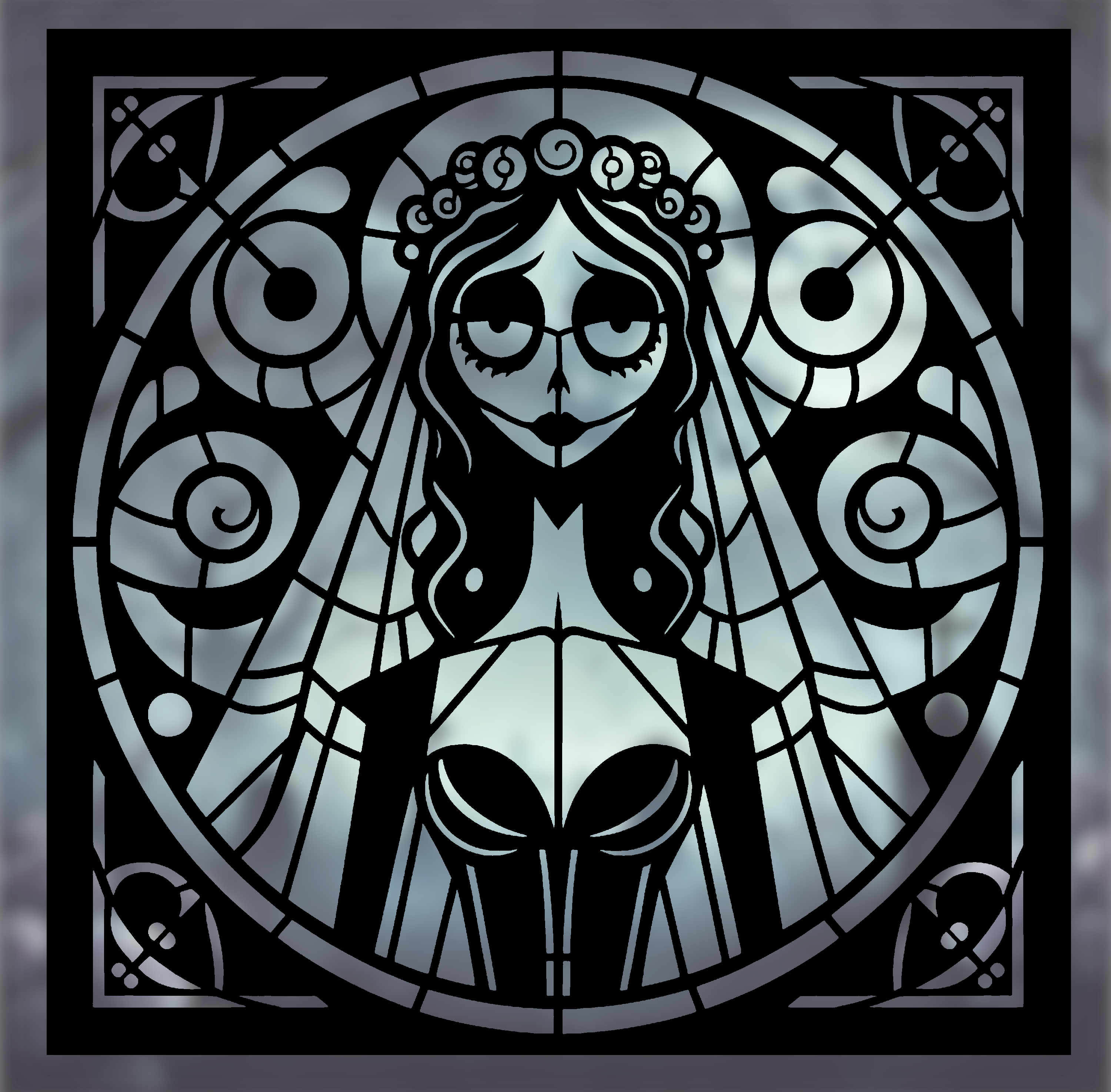 Stained Glass Corpse Bride Gothic Halloween wall Art by The Maker